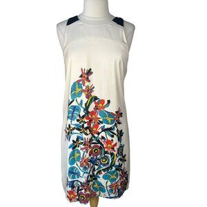 Surkana Vivid Print Dress Large Cream New Summer Short Shift